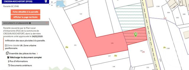 terrain à vendre - 3142.0 m2 - CRESSIN ROCHEFORT - 01 - RHONE-ALPES - Century 21 Le Colombier